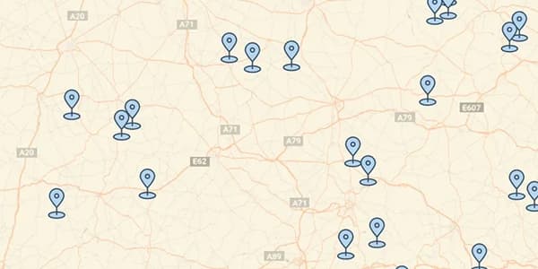 Carte illustrant le réseau des lieux partenaires